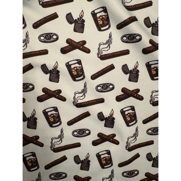 Barstool Sports Men's 3XL Whiskey & Cigars Printed Polo Golf Shirt Light Blue - Picture 4 of 5